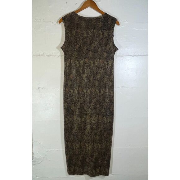 Vintage Petite Perceptions Micro Pleated Maxi Dress Animal Print Size 10P - Picture 6 of 9